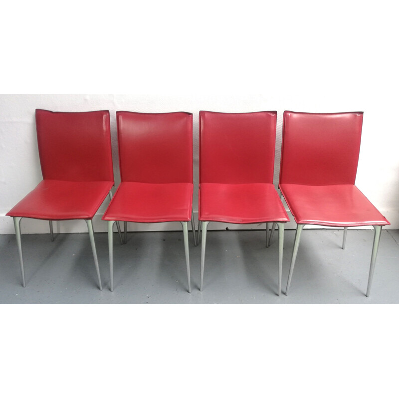 Vintage-Stuhl aus rotem Leder