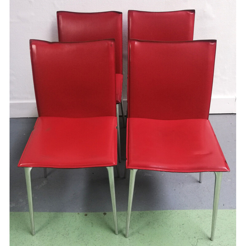 Cadeira de couro vermelho Vintage