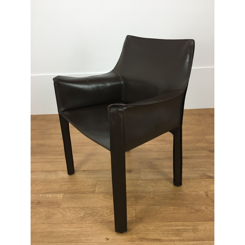 Vintage leather armchair by Mario Bellini for Cassina