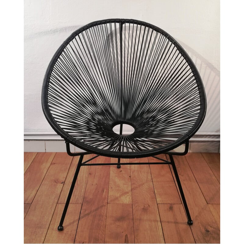 Vintage Acapulco armchair in black stained metal