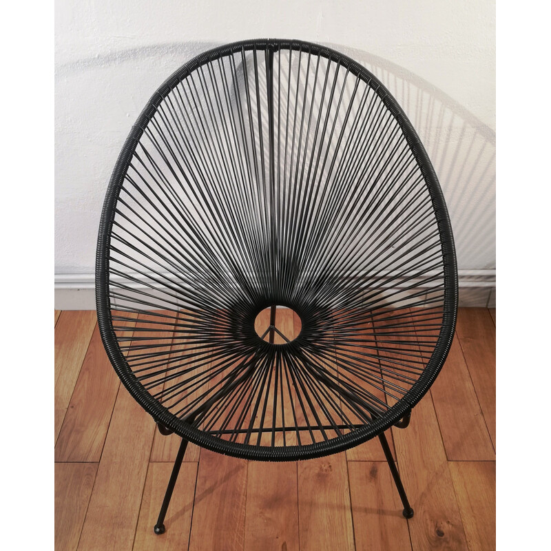 Vintage Acapulco armchair in black stained metal