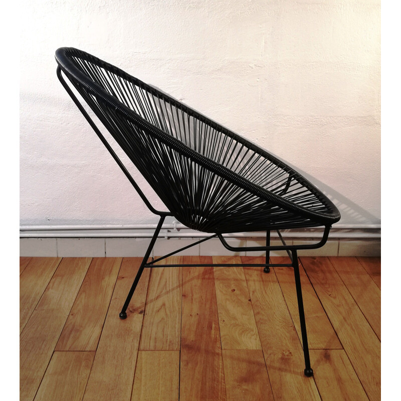 Vintage Acapulco armchair in black stained metal