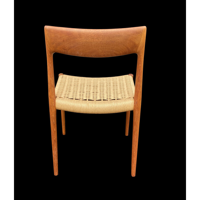 Set of 8 vintage teak chairs model  75 by Niels Otto Moller for Jl Mollers, Denmark 1960s