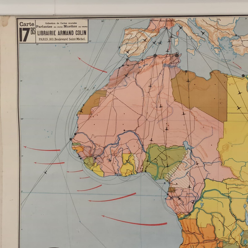 Vintage school map of Vidal Lablache, 1936s -1947s