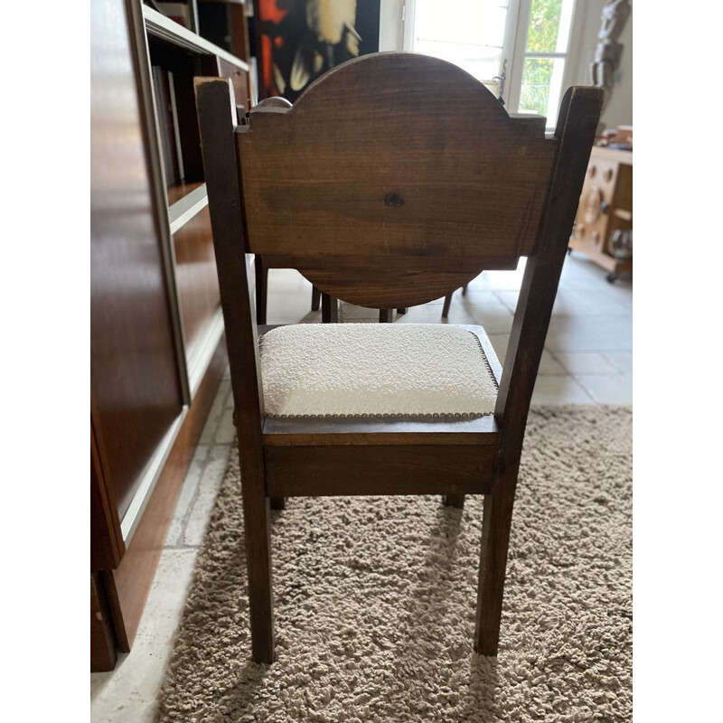 Set of 6 vintage art deco oak and wood chairs by Etienne Kohlmann, 1930