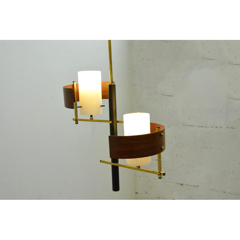 Scandinavian vintage teak chandelier, 1960s