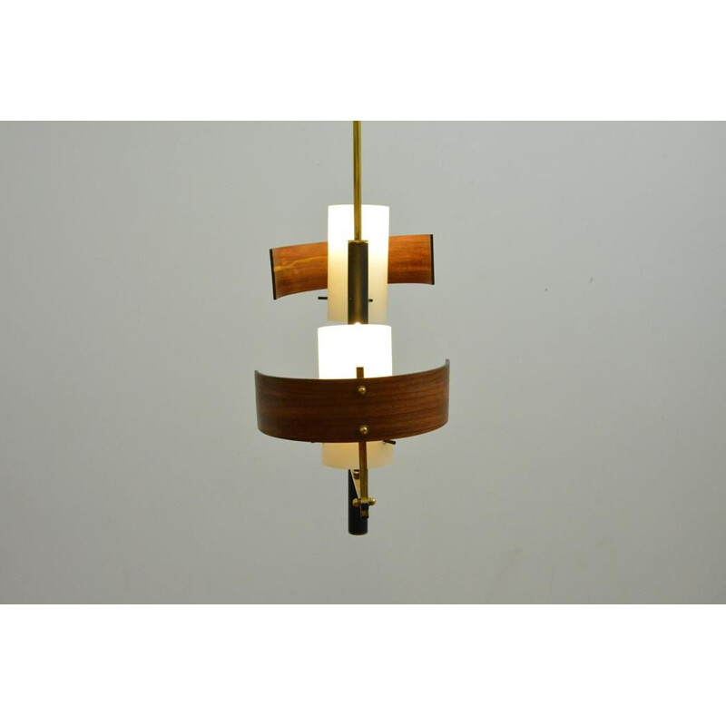 Lampadario scandinavo vintage in teak, 1960