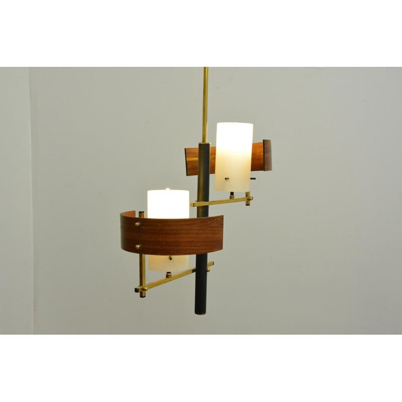 Scandinavian vintage teak chandelier, 1960s