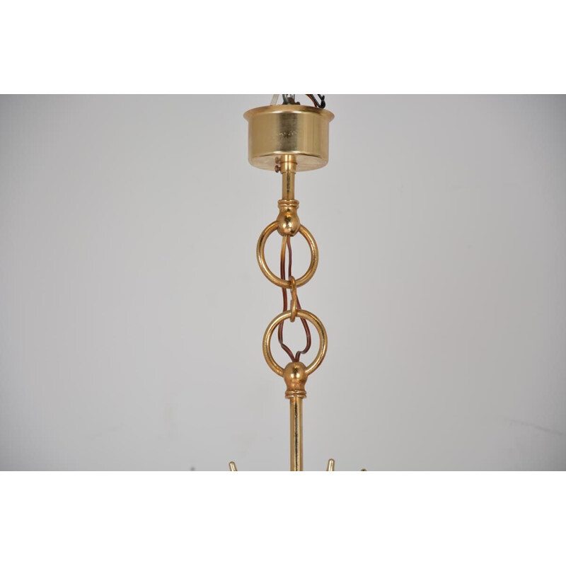 Vintage brass chandelier by Val St Lambert, Belgium