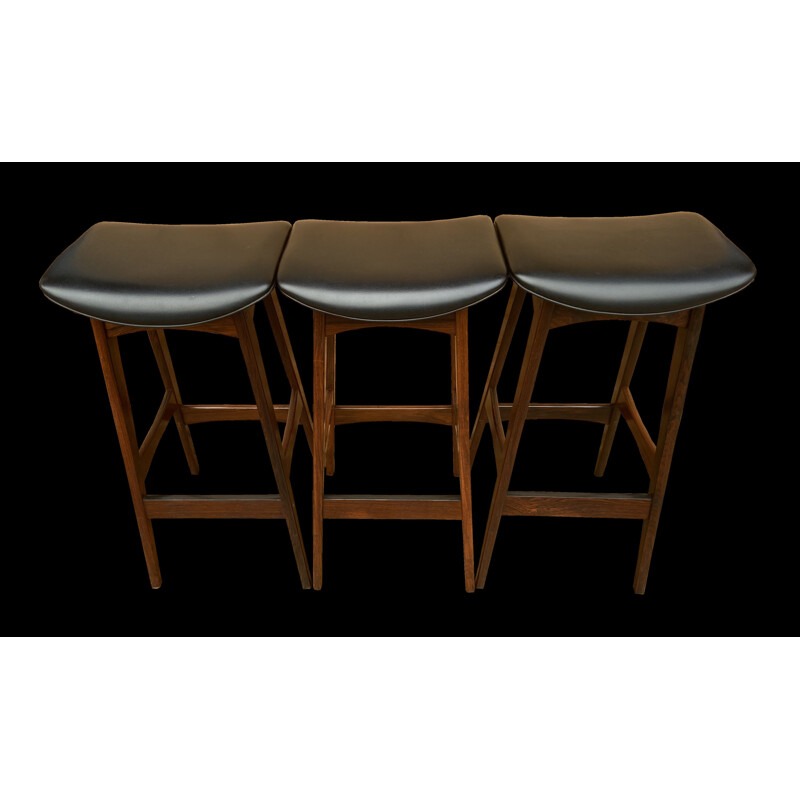 Set of 3 vintage rosewood stools by Johannes Andersen