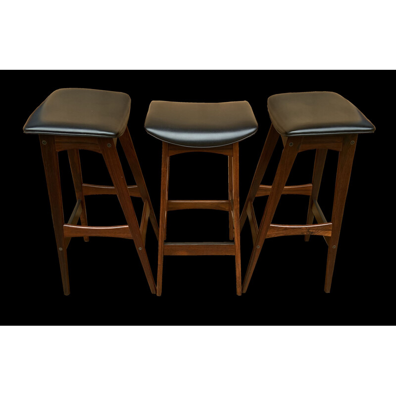 Set of 3 vintage rosewood stools by Johannes Andersen