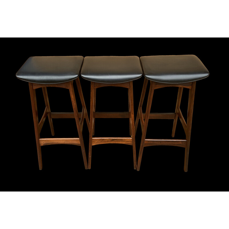 Set of 3 vintage rosewood stools by Johannes Andersen