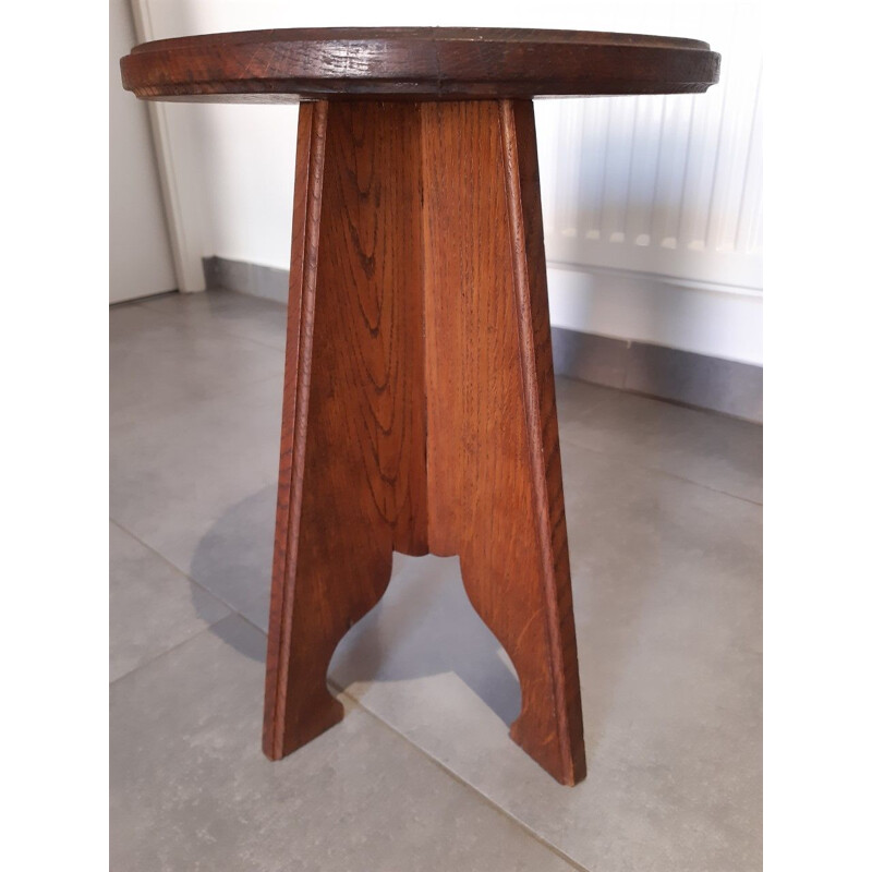 Vintage Art Populaire stool in wood