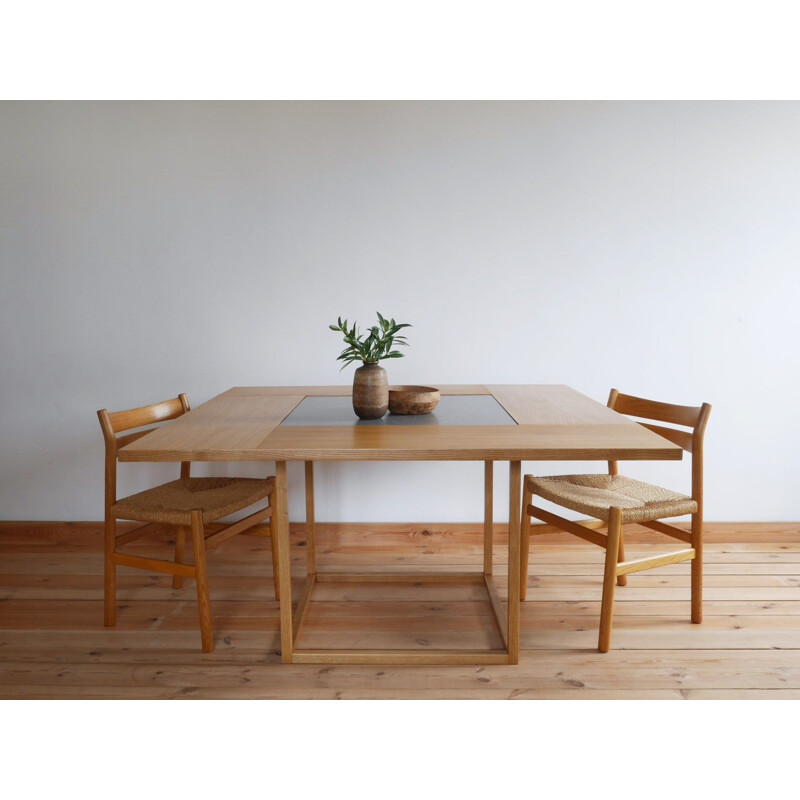 Vintage oakwood Be Square table by Mario Prandina for Plinio Il Giovane, Italy 2002s