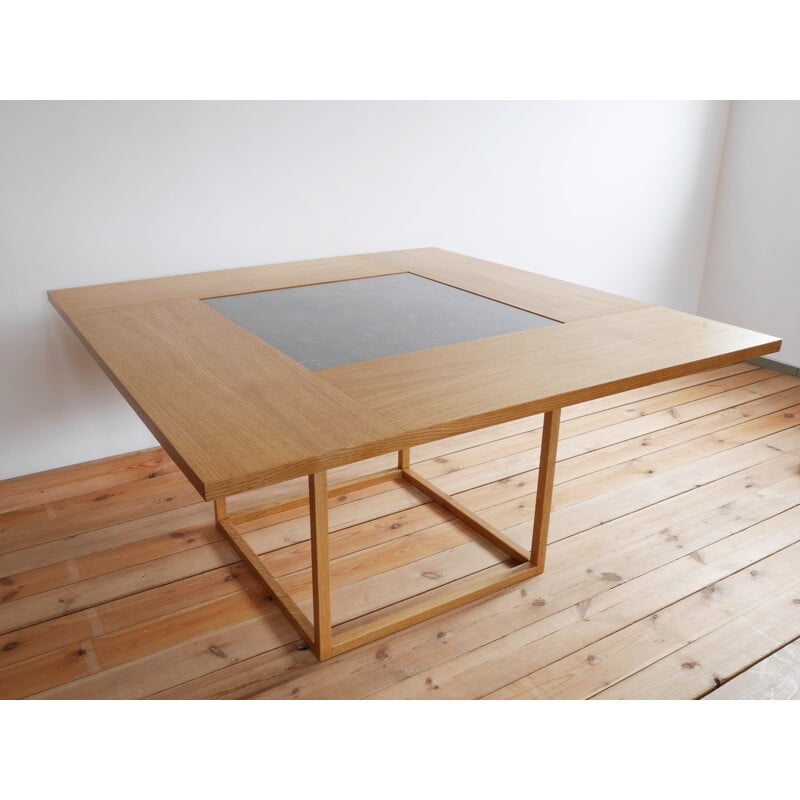 Vintage oakwood Be Square table by Mario Prandina for Plinio Il Giovane, Italy 2002s