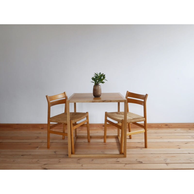 Vintage oakwood Be Square table by Mario Prandina for Plinio Il Giovane, Italy 2002s