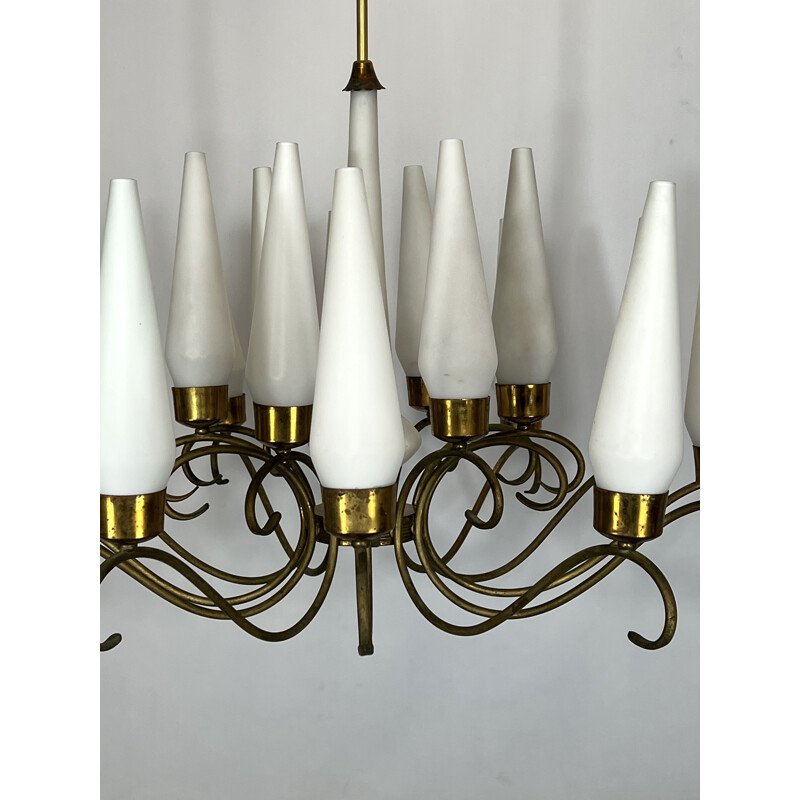 Vintage chandelier 18 lights by Arredoluce Monza, Italy 1950