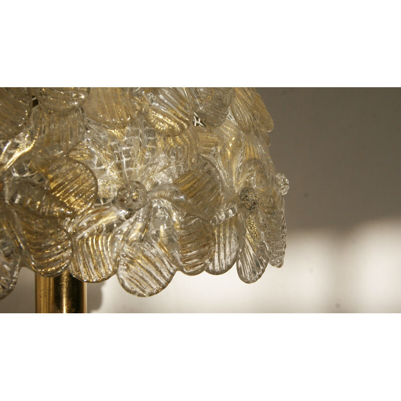 Lampe de table vintage fleurie en verre de Murano par Archimede Seguso, Italie