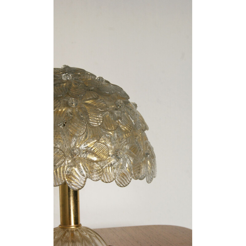 Lámpara de mesa vintage de cristal de Murano de Archimede Seguso, Italia