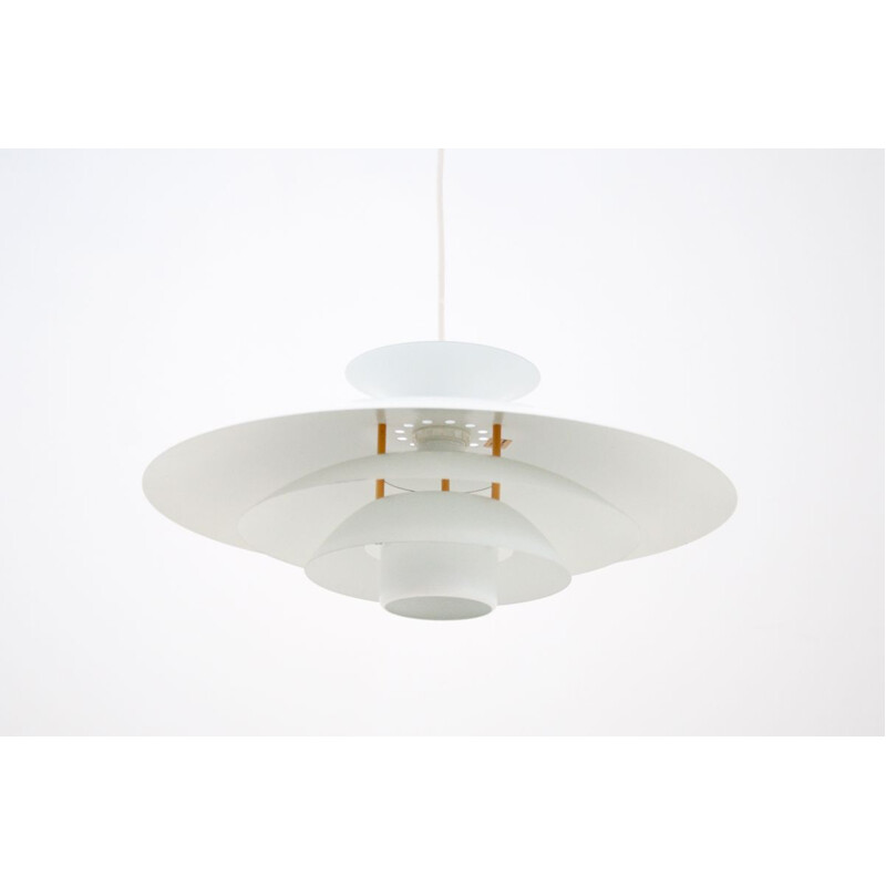 Vintage white pendant lamp by Jeka, Denmark 1970s