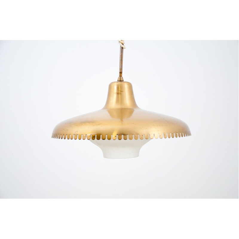 Vintage metal and glass pendant lamp, Denmark 1960s