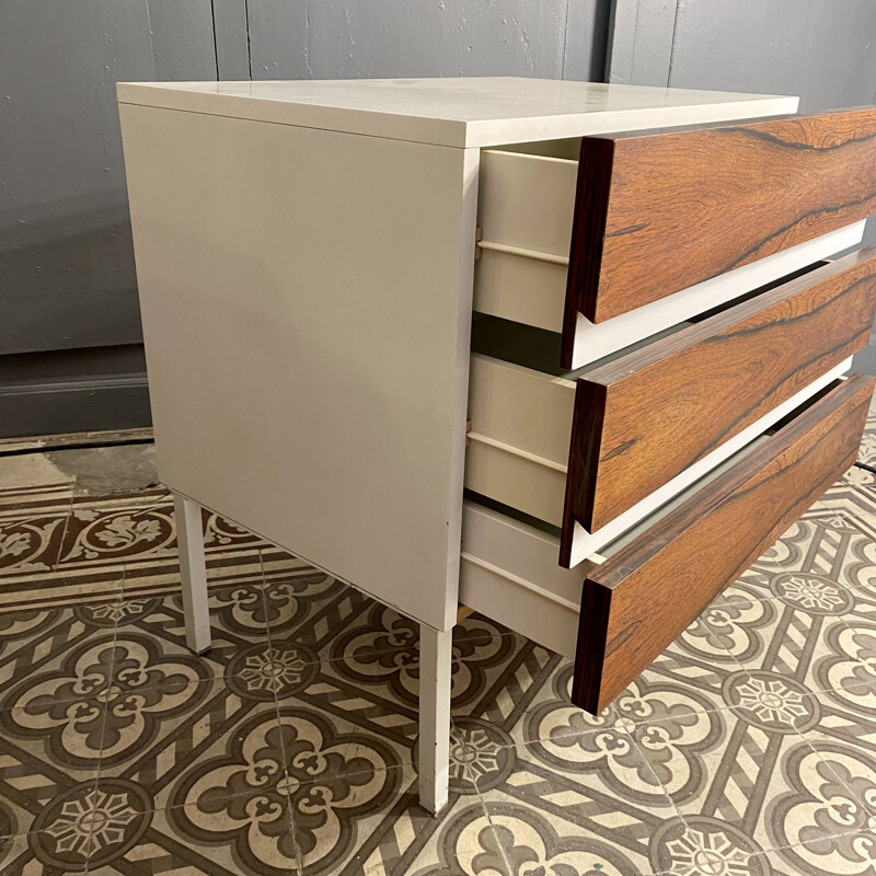 Vintage three drawer rosewood chest of drawers, 1970s