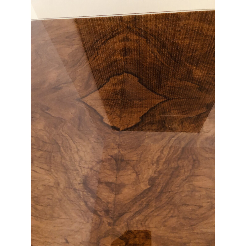 Table vintage "Art déco"  en chêne massif placage en ronce