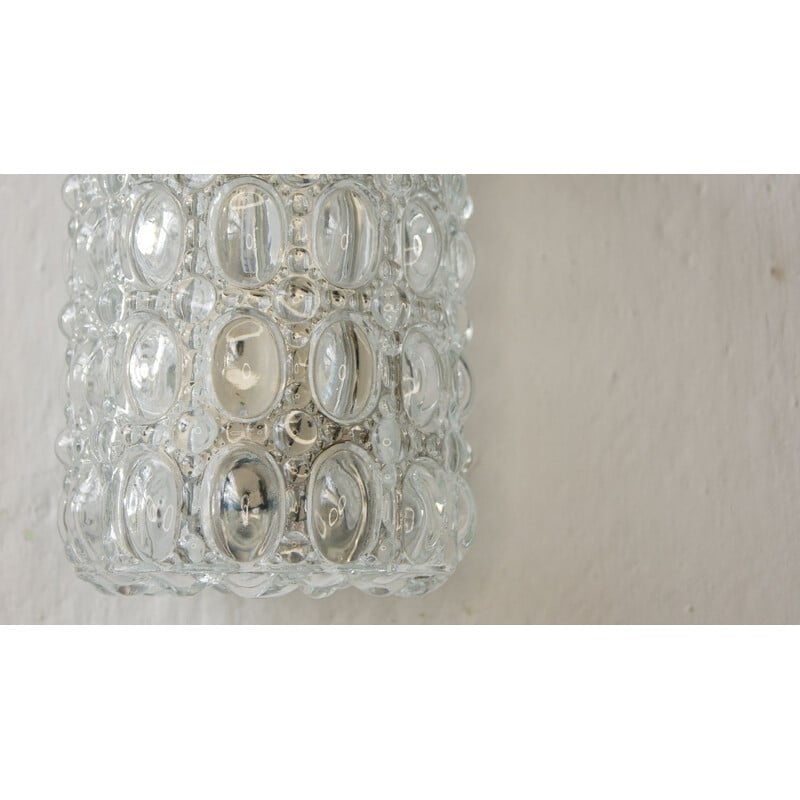 Vintage wall lamp in thick clear glass by Glashütte Limburg, 1960s