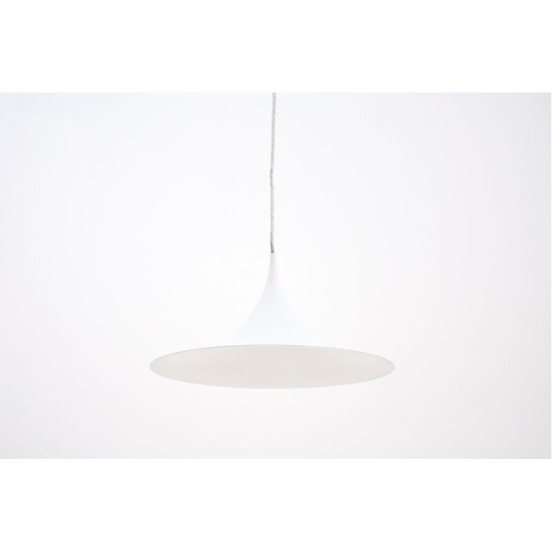 Vintage white "trumpet" pendant lamp, Denmark 1960s