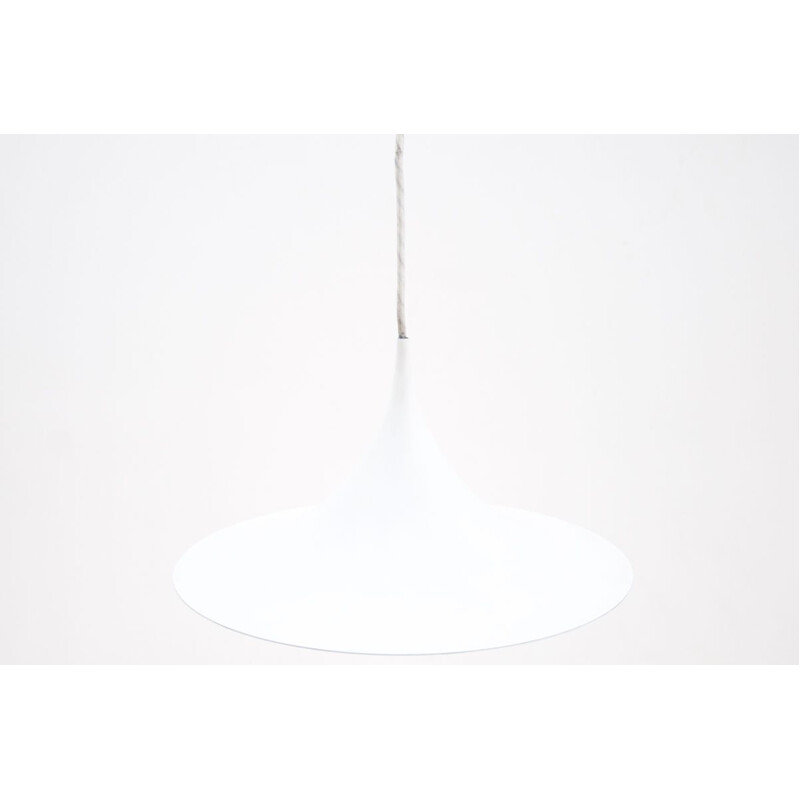 Vintage white "trumpet" pendant lamp, Denmark 1960s