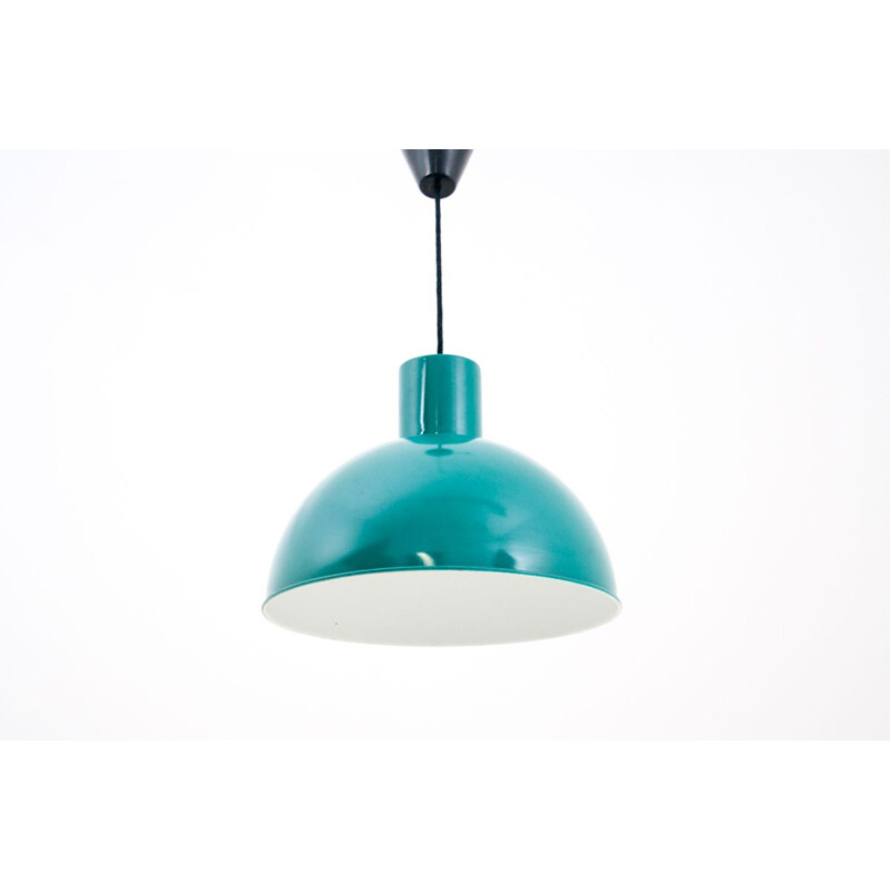 Pair of vintage turquoise pendant lamps, Denmark 1960s