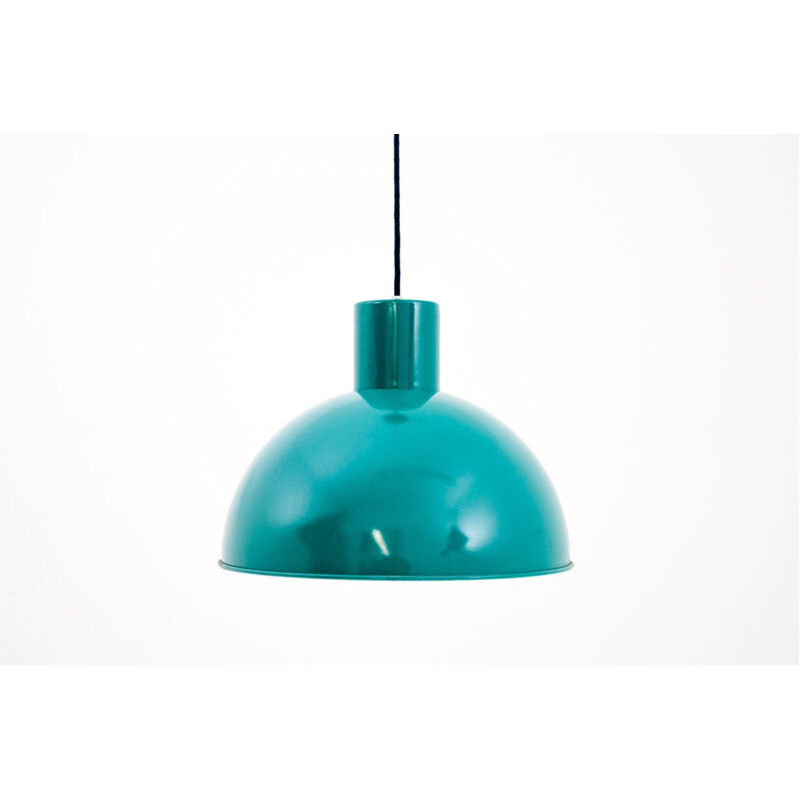 Pair of vintage turquoise pendant lamps, Denmark 1960s
