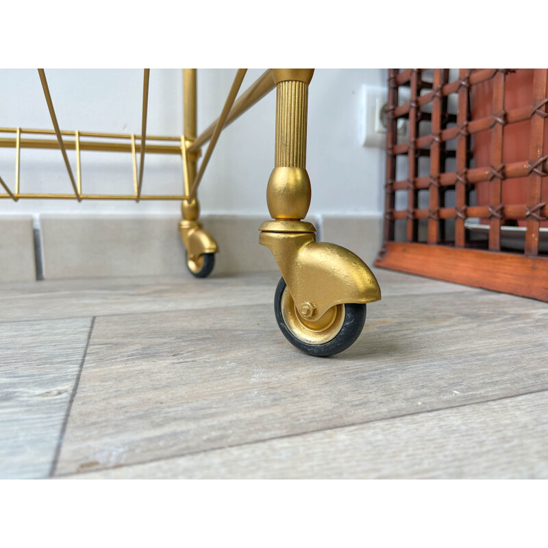 Vintage brass and glass vinyl serving table