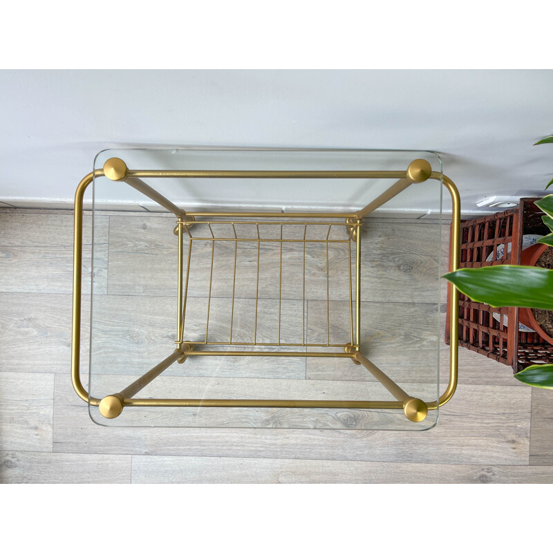 Vintage brass and glass vinyl serving table