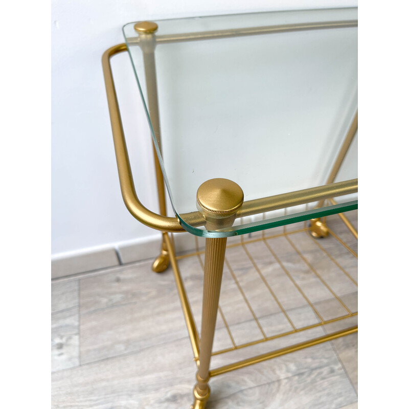 Vintage brass and glass vinyl serving table