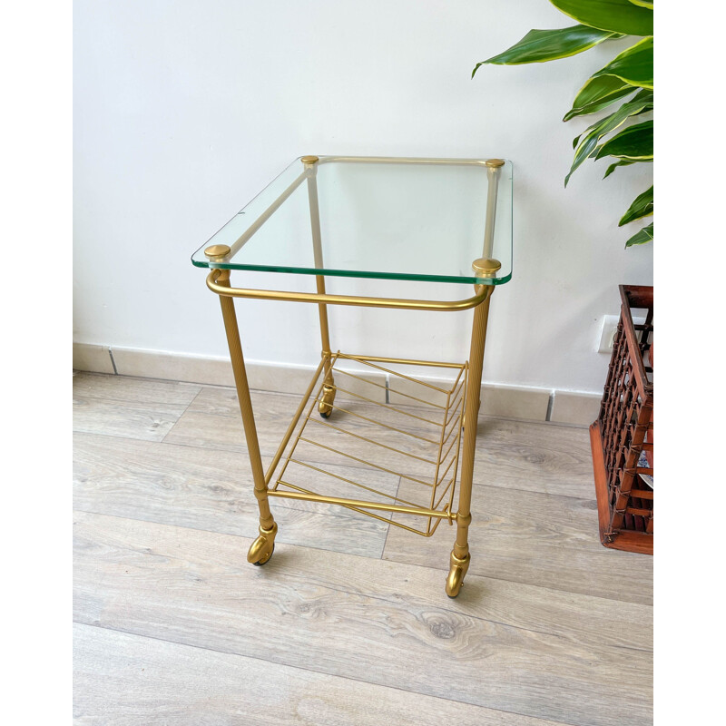 Vintage brass and glass vinyl serving table