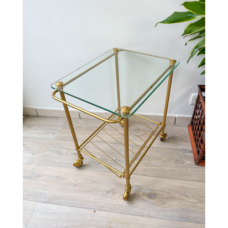 Vintage brass and glass vinyl serving table
