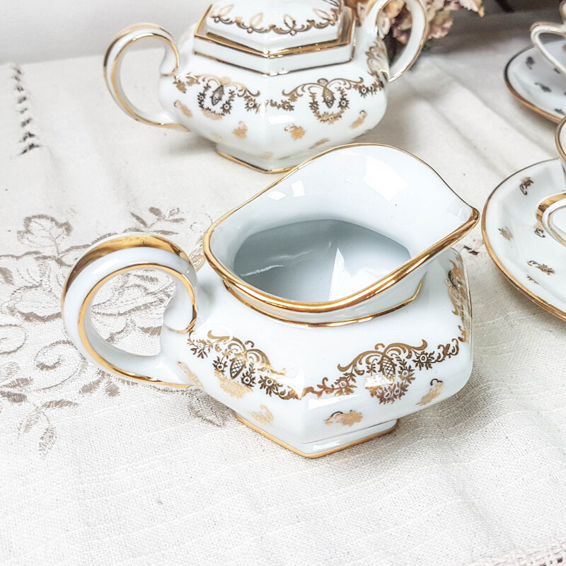 Vintage porcelain tea set "tête à tête", France 1960