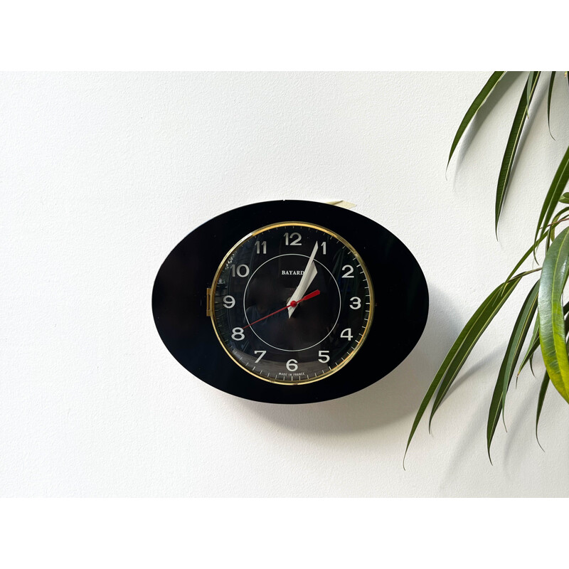 Vintage bayard clock in black, 1950