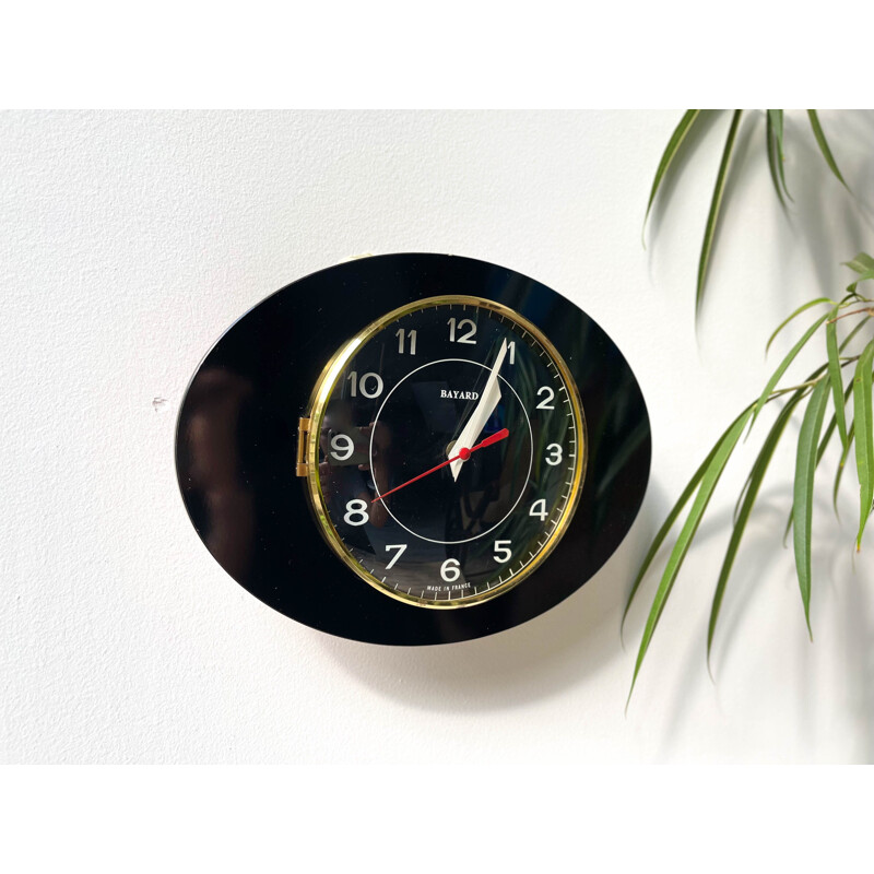 Vintage bayard clock in black, 1950