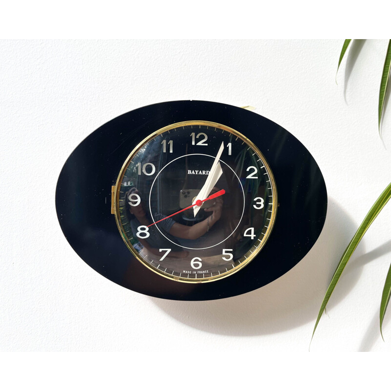 Vintage bayard clock in black, 1950