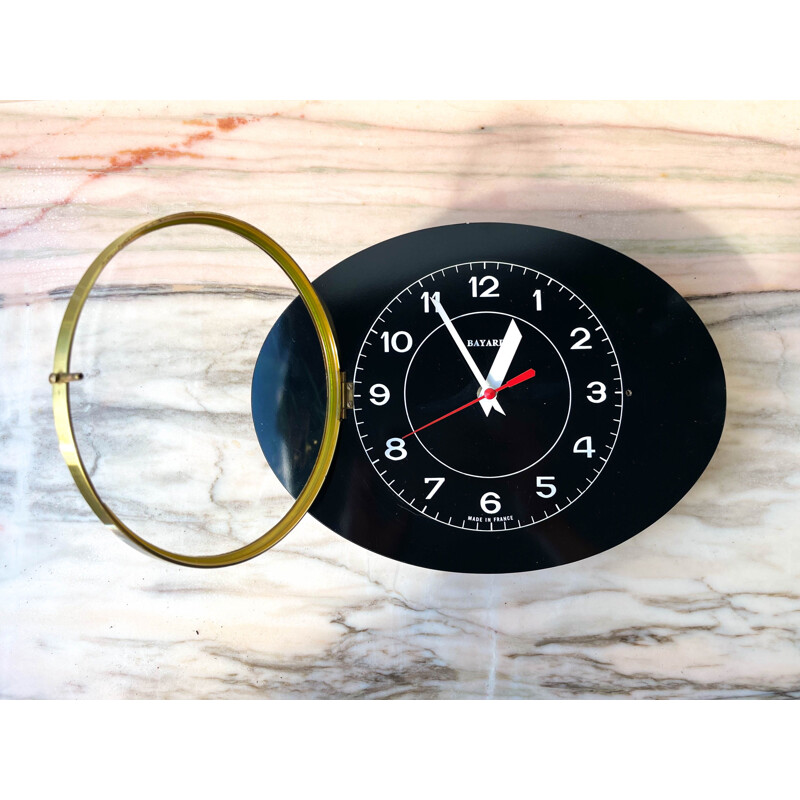 Vintage bayard clock in black, 1950