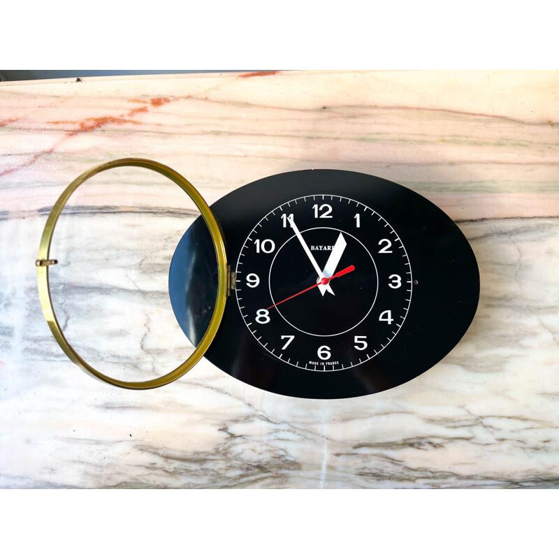 Vintage bayard clock in black, 1950