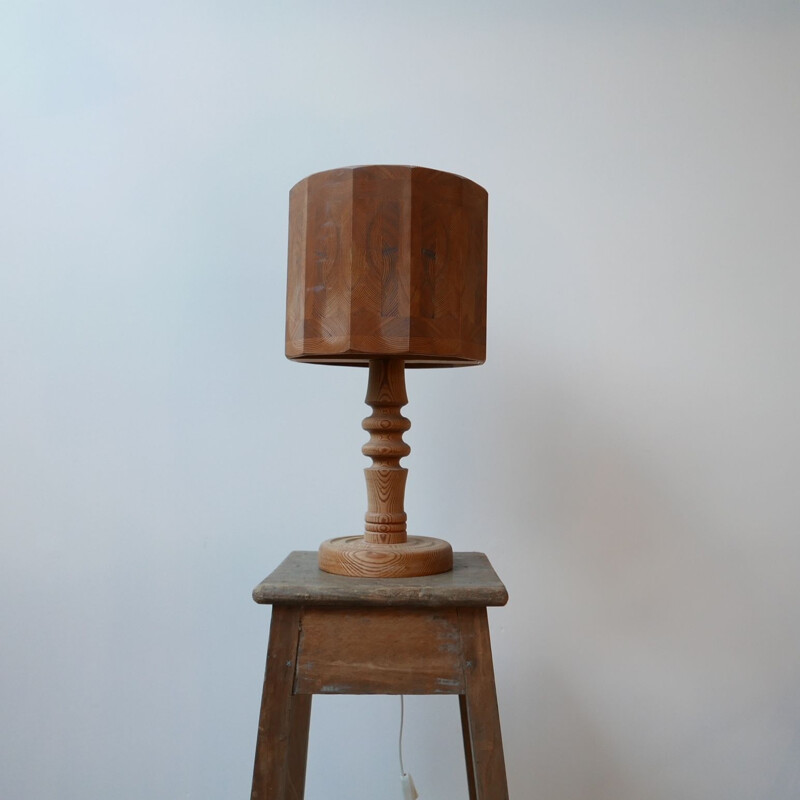 Vintage pinewood lamp, Sweden 1970s