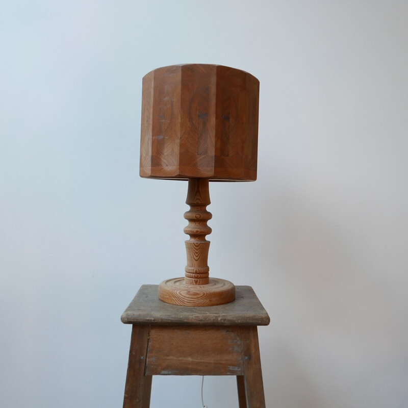 Vintage pinewood lamp, Sweden 1970s