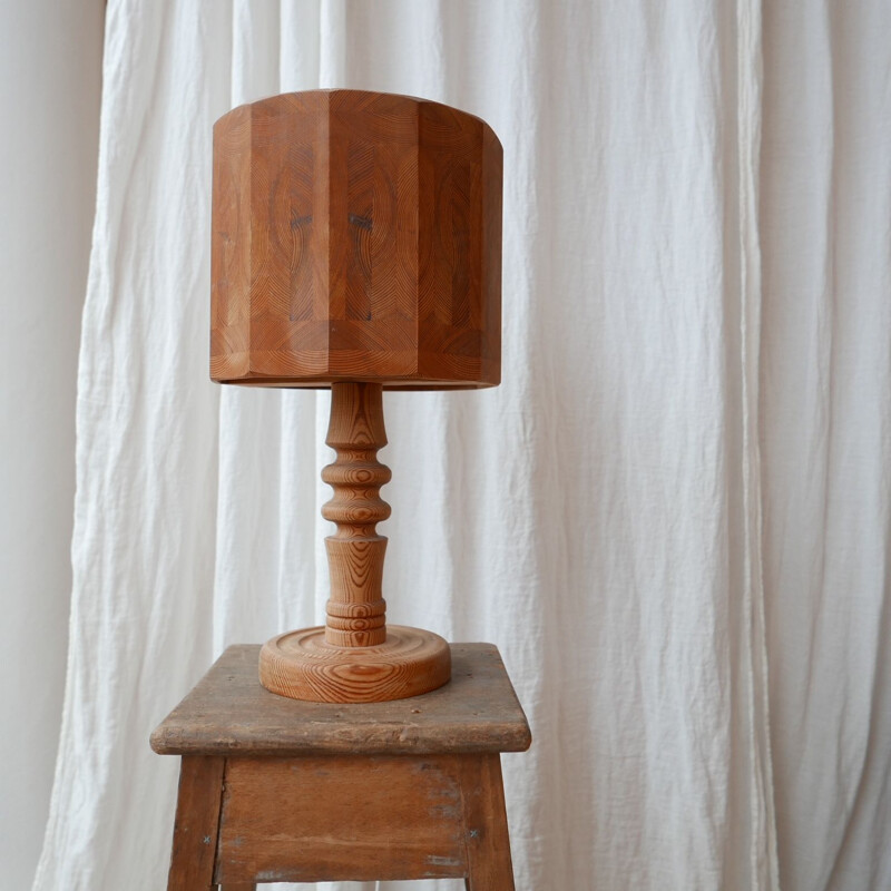 Vintage pinewood lamp, Sweden 1970s