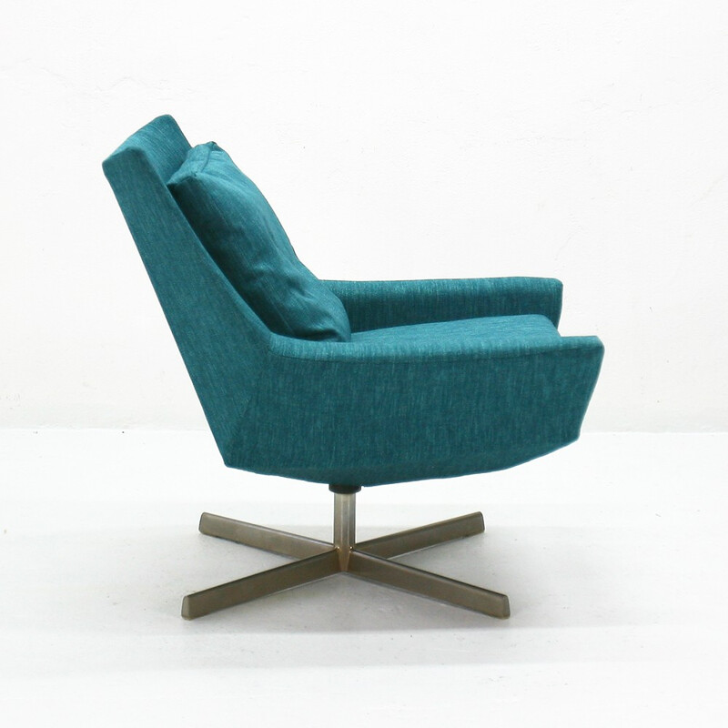 Fauteuil pivotant en métal et tissu bleu, Bert LIEBER - 1961