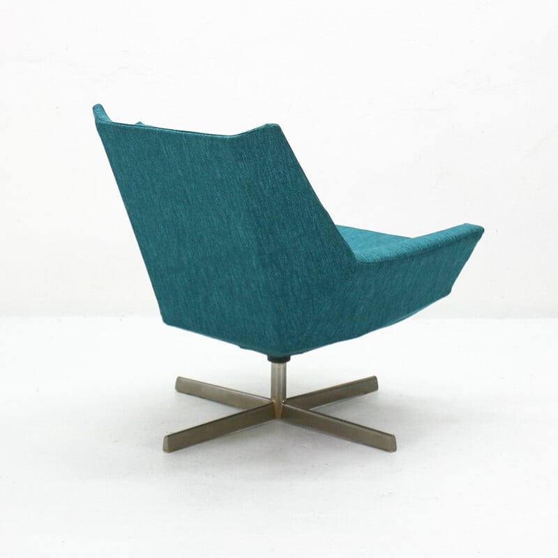 Fauteuil pivotant en métal et tissu bleu, Bert LIEBER - 1961