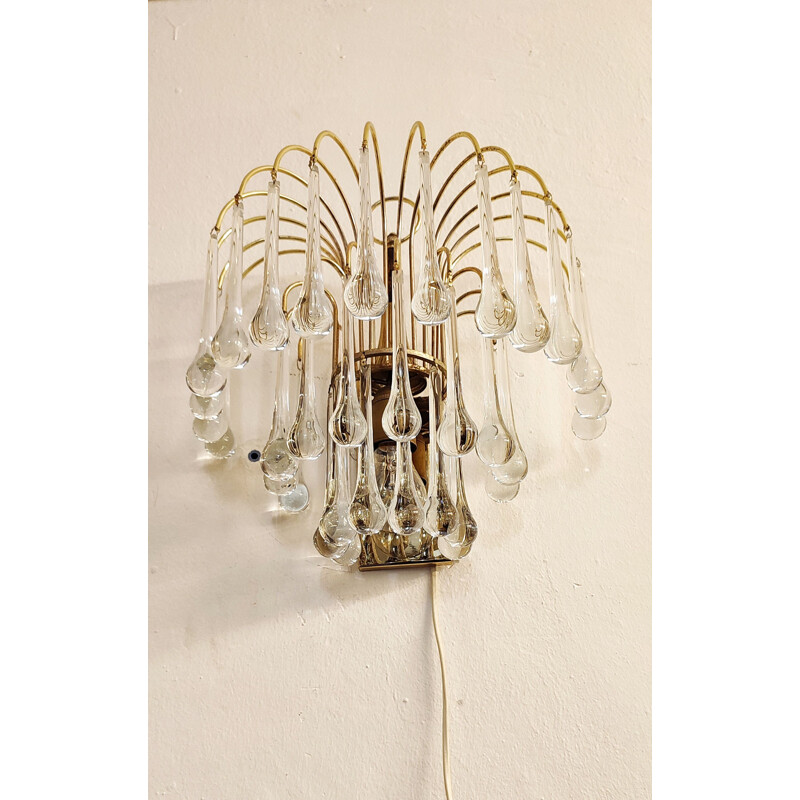 Vintage "Venini" wall lamp in crystal, Italy 1970s