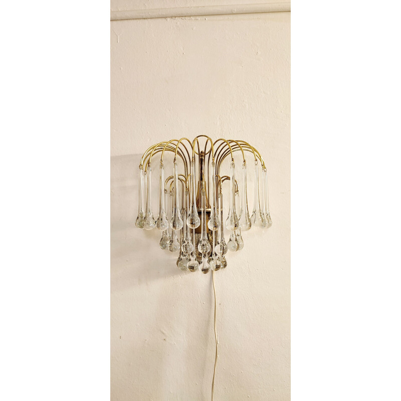 Vintage "Venini" wall lamp in crystal, Italy 1970s